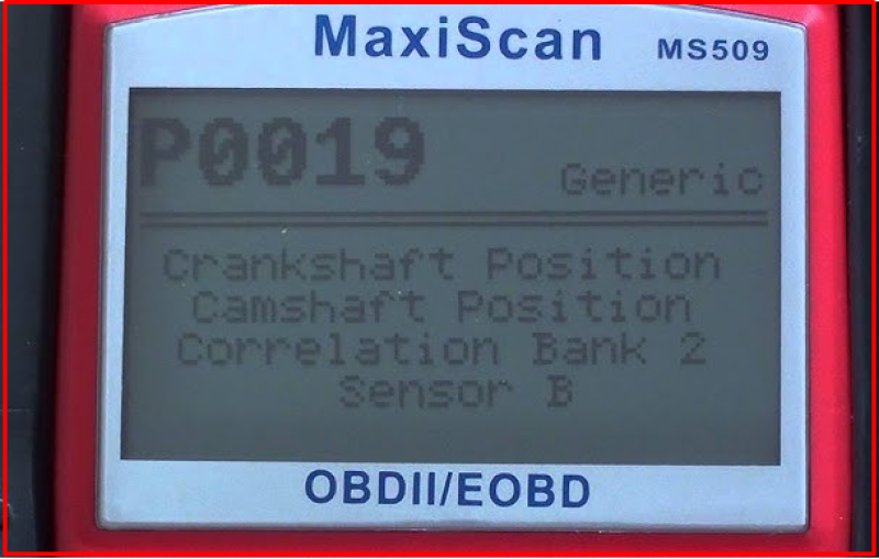 P0019 code crankshaft and the bank 2 exhaust camshaft are out of sync