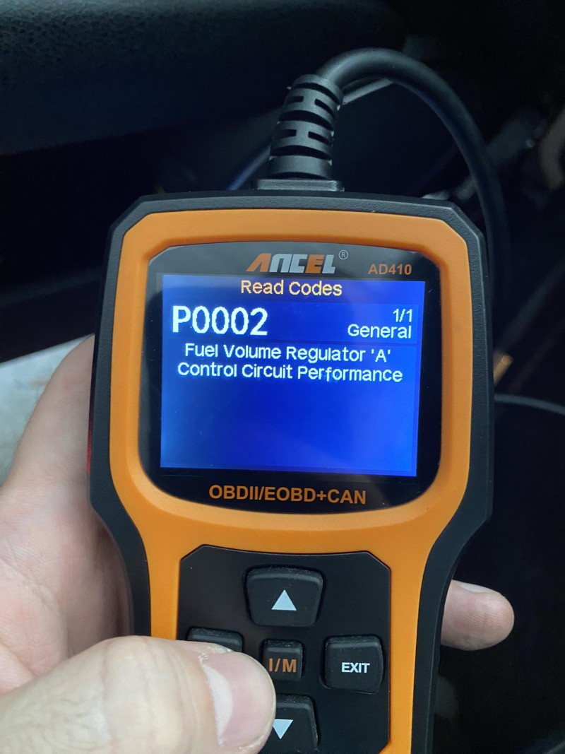 The P0002 code is Fuel Volume Regulator Control Circuit Range/Performance.