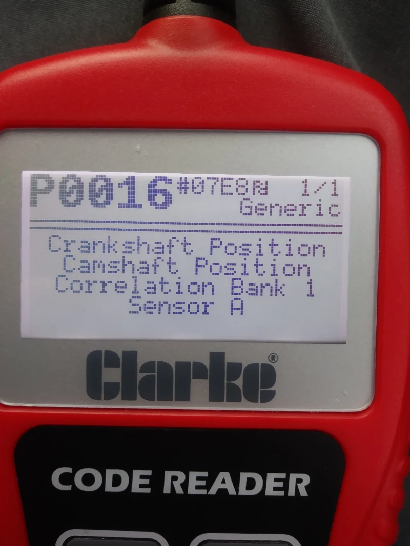 Trouble Code P0016 Crankshaft Position  and camshaft are out of time